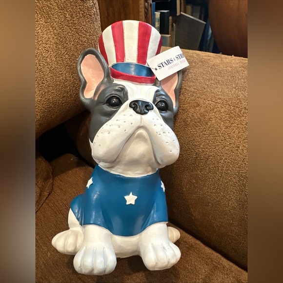 Stars & Stripes French Bulldog Boston Figurine Patriotic July 4th NWT - Picture 6 of 6
